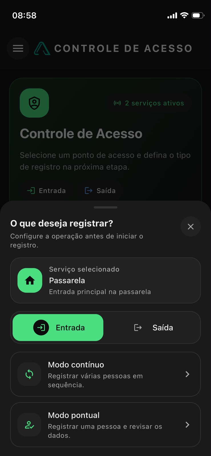 Registro de entrada mobile
